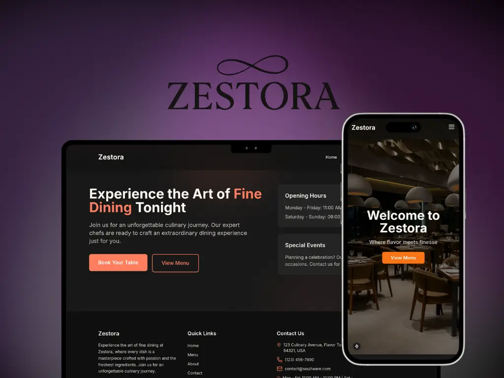 Zestora – Site web moderne pour restaurant